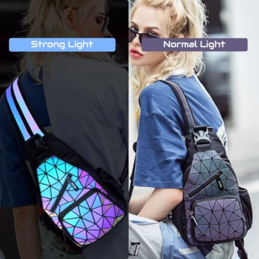 Geometric Luminous Backpack Reflective Daypack Cr… - image 3